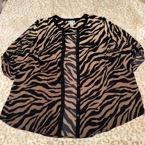 Women’s Plus Size Zebra Print Button-Up Blouse
